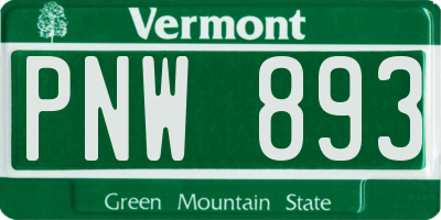 VT license plate PNW893