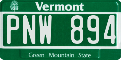 VT license plate PNW894