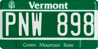 VT license plate PNW898