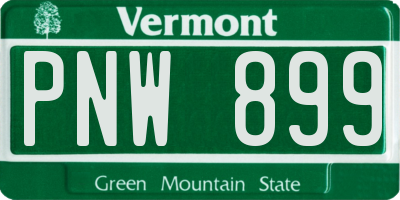 VT license plate PNW899