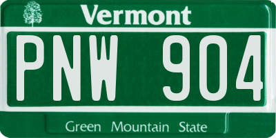 VT license plate PNW904