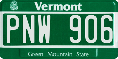 VT license plate PNW906