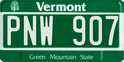 VT license plate PNW907