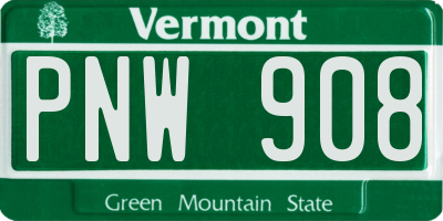 VT license plate PNW908