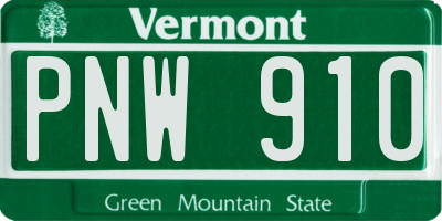 VT license plate PNW910