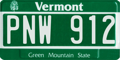 VT license plate PNW912