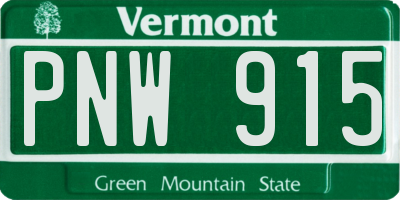 VT license plate PNW915