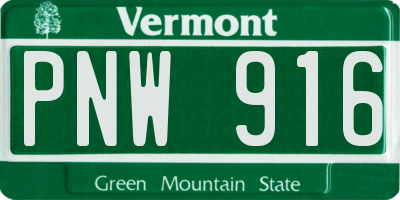 VT license plate PNW916