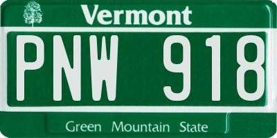VT license plate PNW918