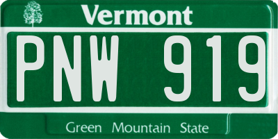 VT license plate PNW919