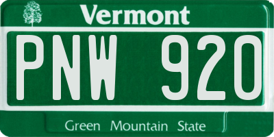 VT license plate PNW920