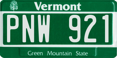 VT license plate PNW921