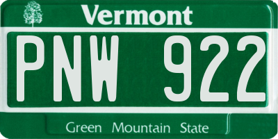 VT license plate PNW922