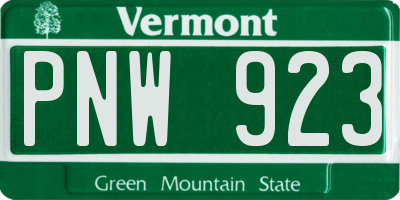 VT license plate PNW923