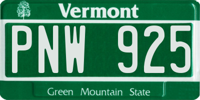 VT license plate PNW925