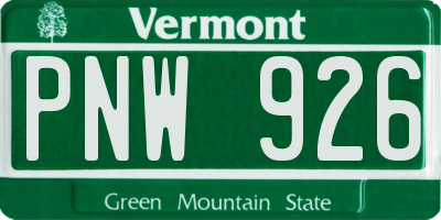 VT license plate PNW926
