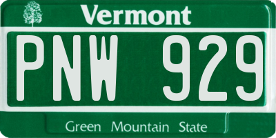 VT license plate PNW929