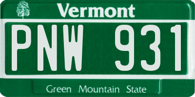 VT license plate PNW931