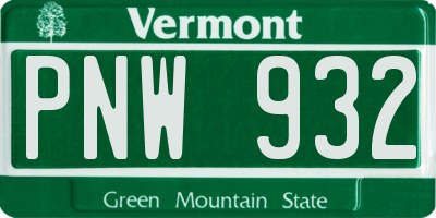 VT license plate PNW932
