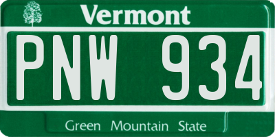 VT license plate PNW934