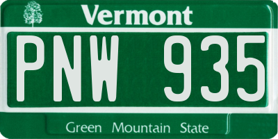 VT license plate PNW935