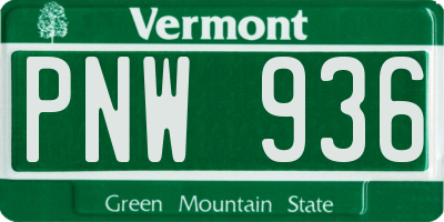 VT license plate PNW936