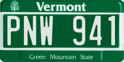 VT license plate PNW941