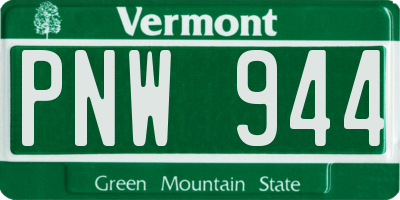 VT license plate PNW944