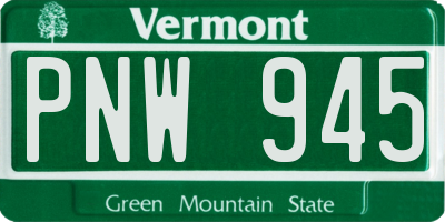 VT license plate PNW945