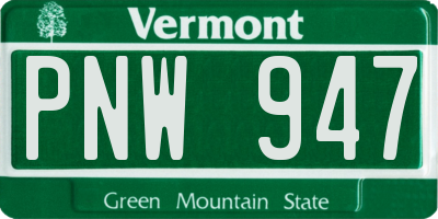VT license plate PNW947