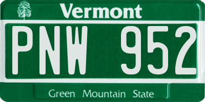 VT license plate PNW952