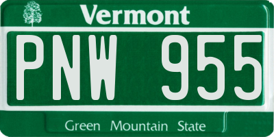VT license plate PNW955