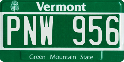 VT license plate PNW956