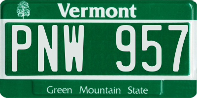 VT license plate PNW957