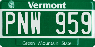 VT license plate PNW959
