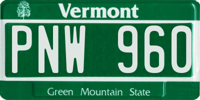 VT license plate PNW960