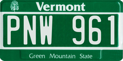 VT license plate PNW961