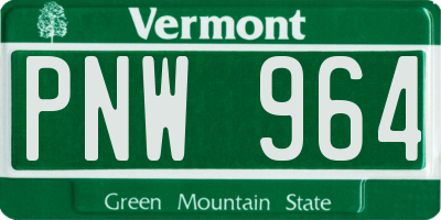 VT license plate PNW964