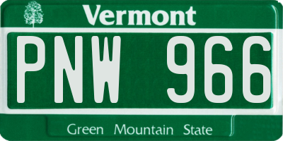 VT license plate PNW966