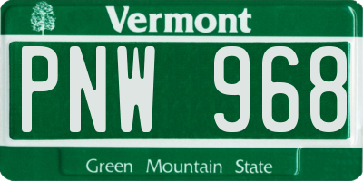 VT license plate PNW968