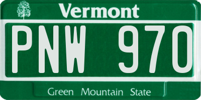 VT license plate PNW970