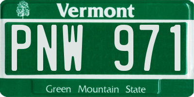 VT license plate PNW971