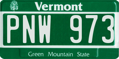 VT license plate PNW973