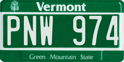 VT license plate PNW974
