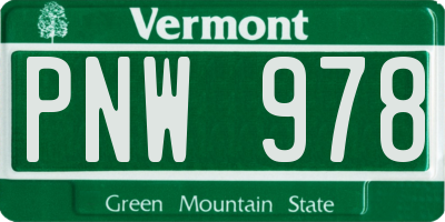 VT license plate PNW978