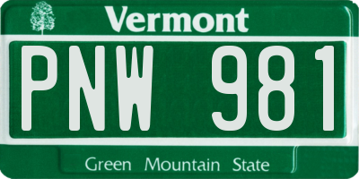 VT license plate PNW981
