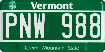 VT license plate PNW988