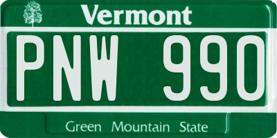 VT license plate PNW990