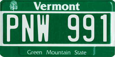 VT license plate PNW991