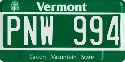 VT license plate PNW994